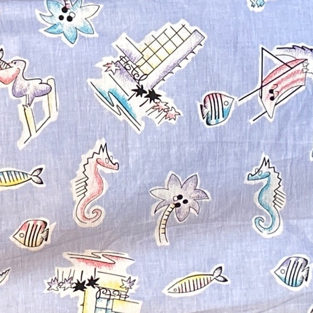 Vintage Marcus Brothers Textiles Novelty Print Fabric MCM Tropical Retro Kitsch